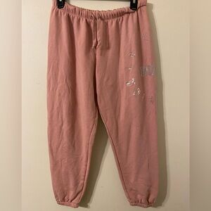 VS‎ PINK Victoria’s Secret Coral Pink Embellished Logo Sweats Size Medium